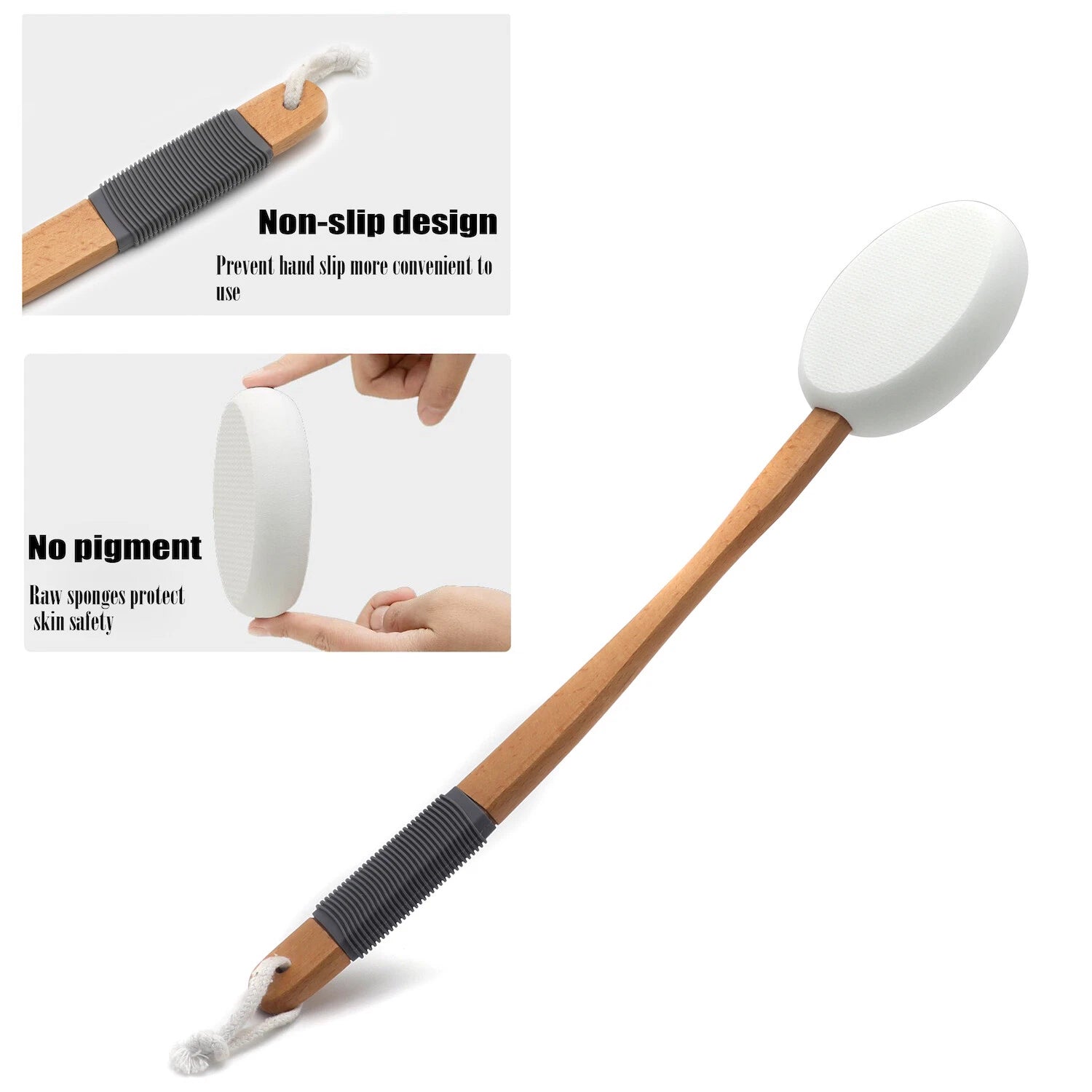 Long Handle Lotion Applicator / Bath Body Brush For Back Body Tanning Skin Cream