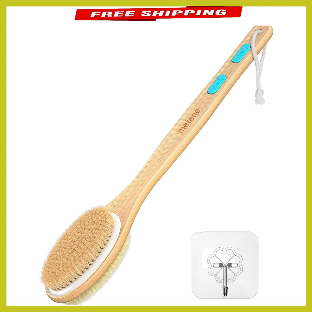 Durable 17-Inch Bath Brush with Anti-Slip Grip - Ideal for Wet & Dry Exfoliation