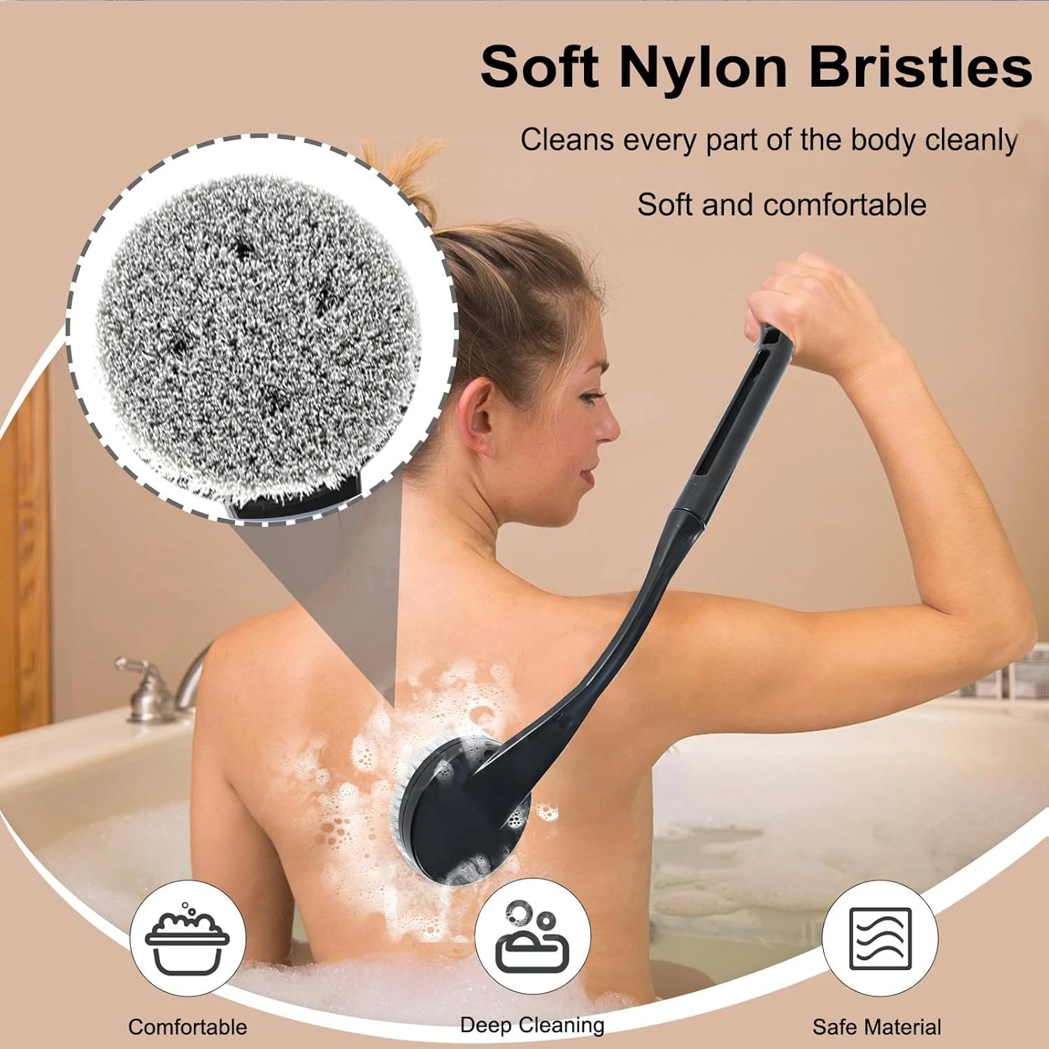 Back Scrubber for Shower,20.5" Bath Brush Long Handle for Deep Clean,Back Brush