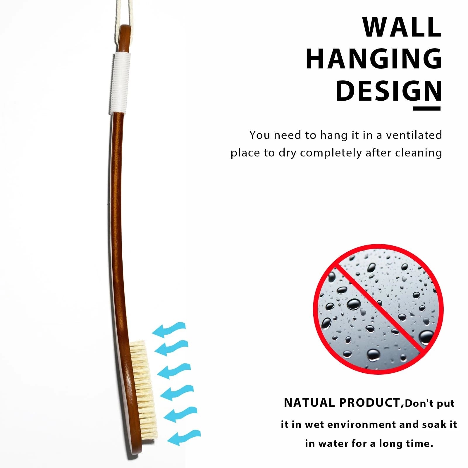 -17.71Inch Natural Boar Bristles Anti-Slip Curved Long Handle Bath Brush,Bent...