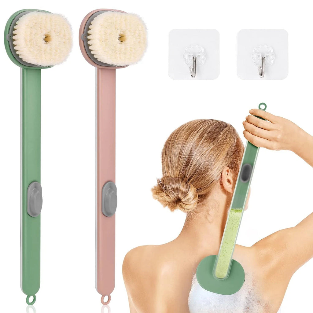 2 Pack Cepillo para el cuerpo de baño con mango largo Exfoliante para la espalda