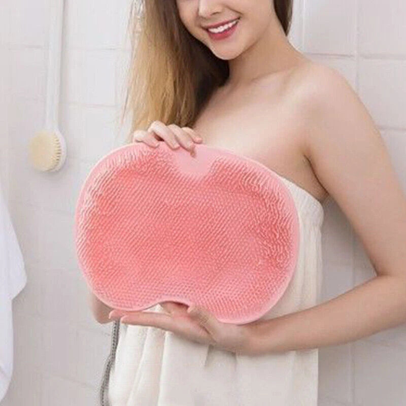Silicone Wall Mounted Back Scrubber Bath Massage Cushion Brush with Suction Cups