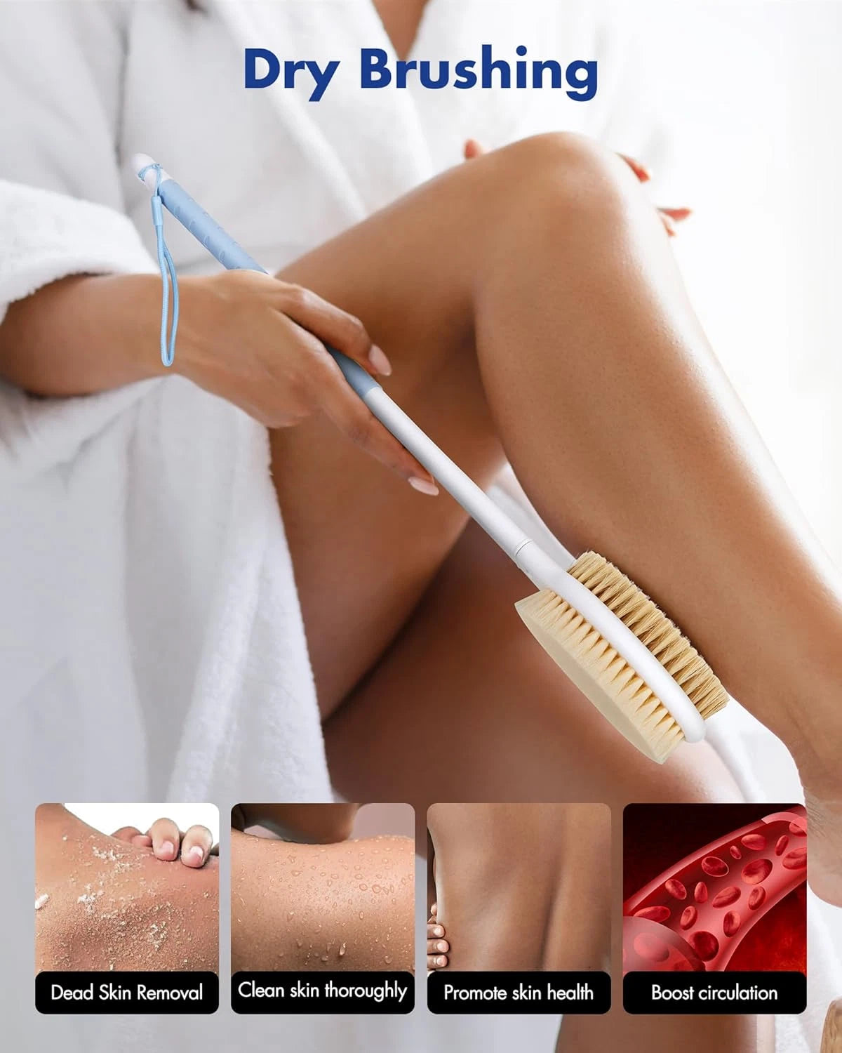 Back Scrubber Body Shower Brush: anti Slip Long Handle Bath Brush with Stiff and