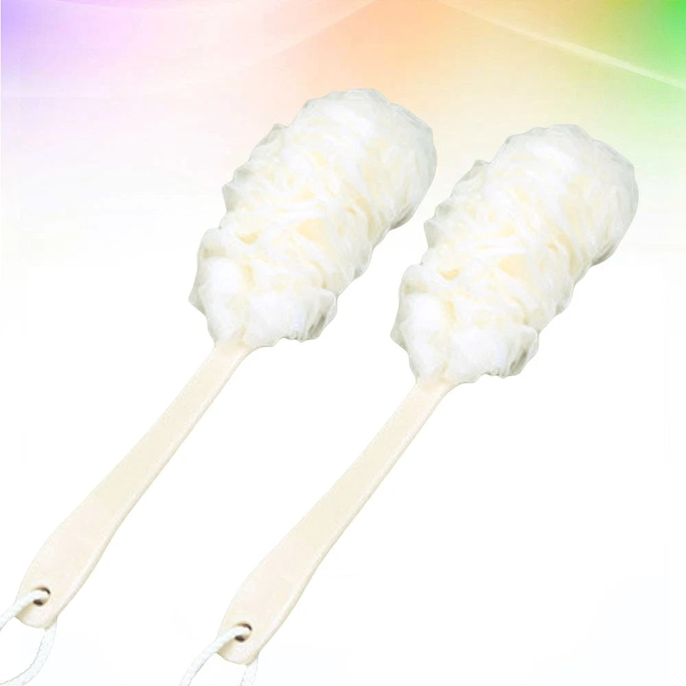 2 Pcs Rub The Back Bath Flowers Body Brush Scrubber with Long Handle