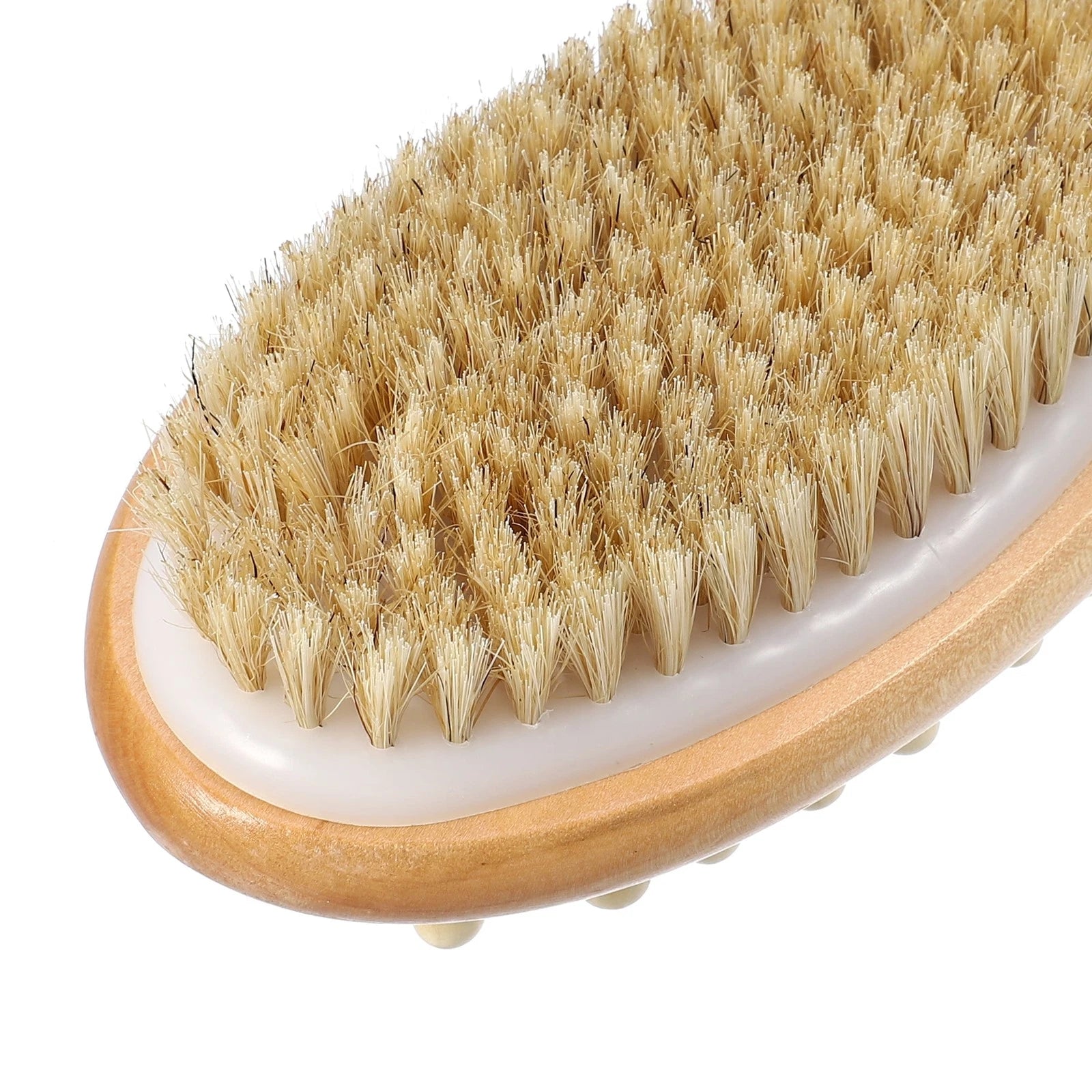 Double Sided Bath Brush Back Scrubber Wood for Shower Brown 14.6 Inches