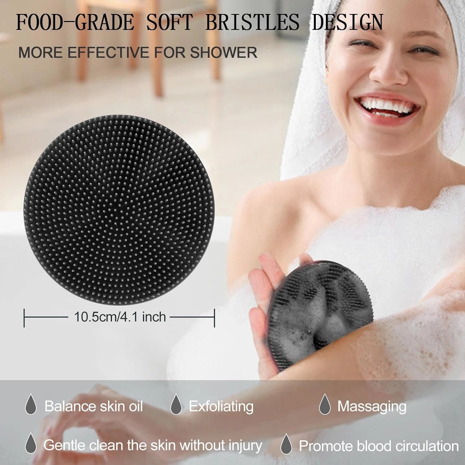 Food-Grade Soft Silicone Body Scrubber Shower Brush Handheld Cleansing Skin Brus