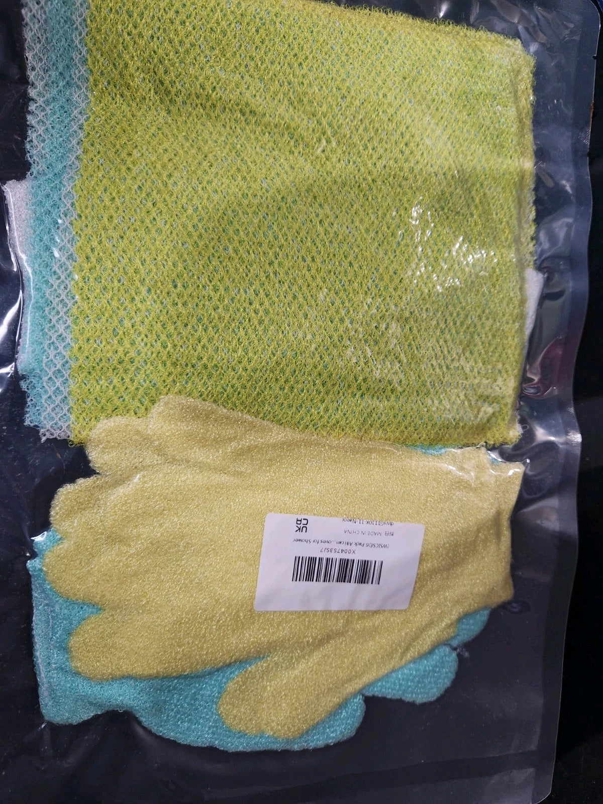 6 Pack African Net Sponge Exfoliating Glove Set and Bath Sponge Body Scrubber