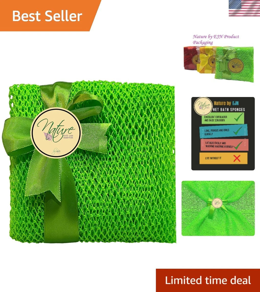 Ghana N1 Exfoliating Net Bath Sponge - 49" Ultra-Porous Chartreuse Green