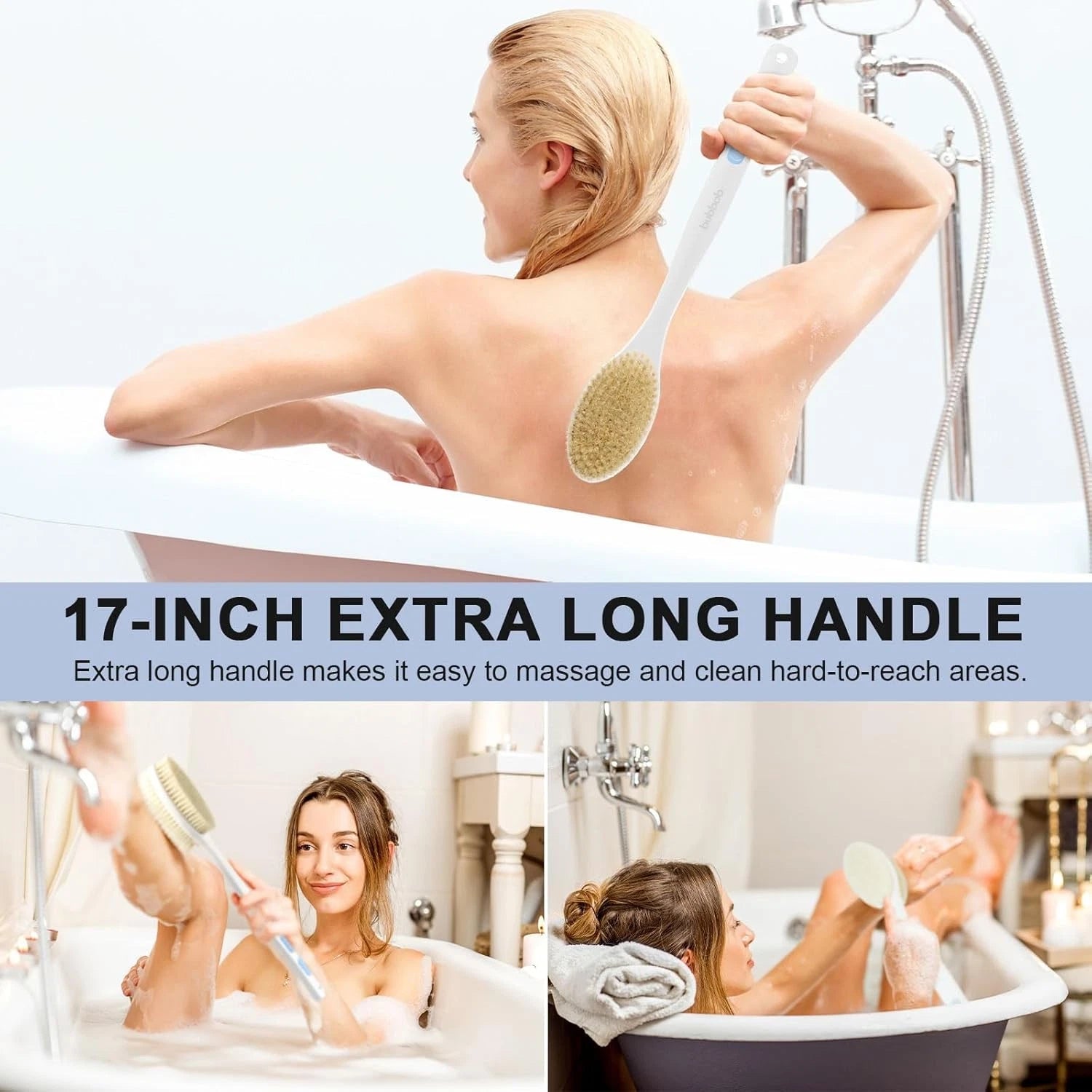 Back Scrubber, Back Scrubber for Shower, Bath Brush Long Handle for Shower with