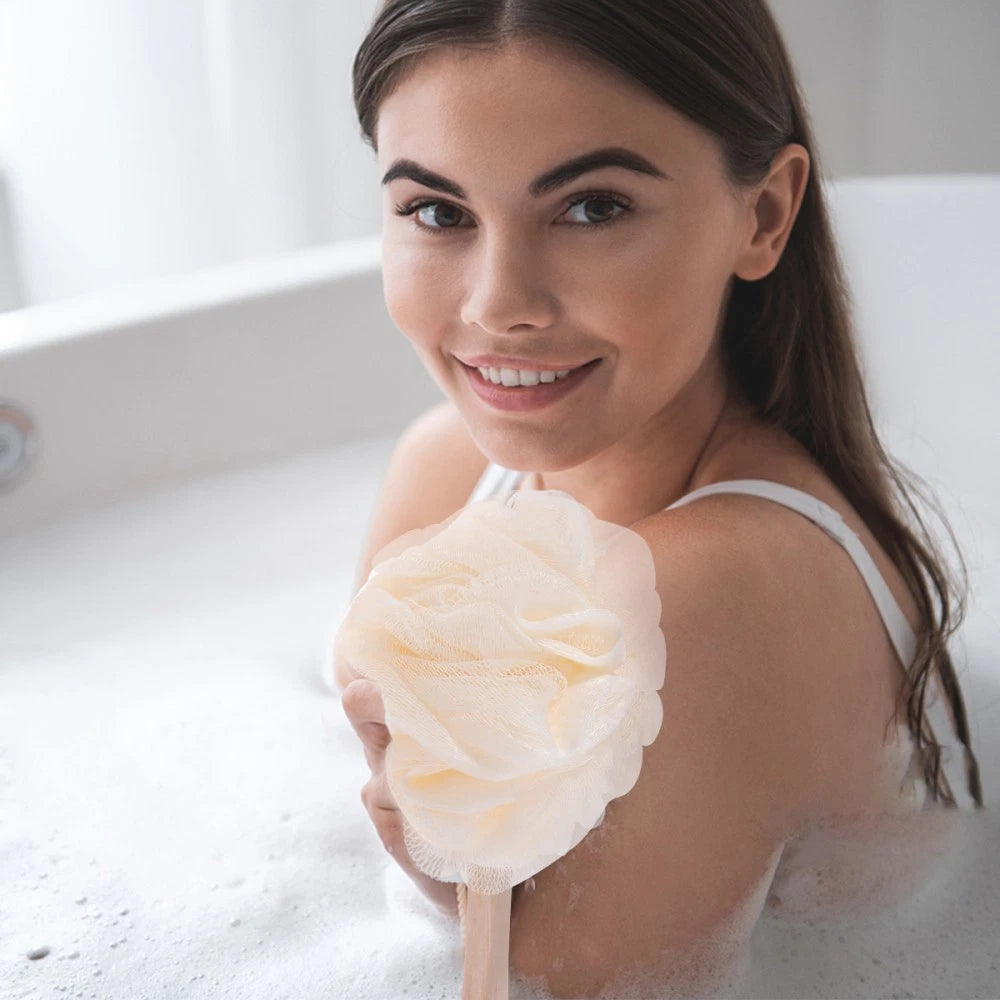 Bath Sponge Brush with Long Handle for Exfoliating and Cleaning Hard Areas