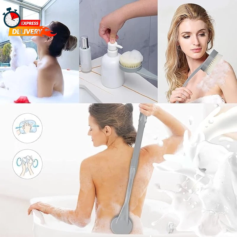 Back Brush Long Handle for Shower, 20.5” Back Bath Brush for Shower, Back Scrubb