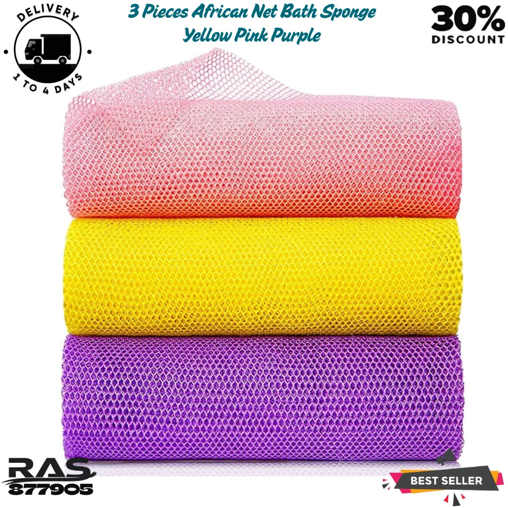 3 Pieces African Net Bath Sponge African Exfoliating African Scrubbing Long Net