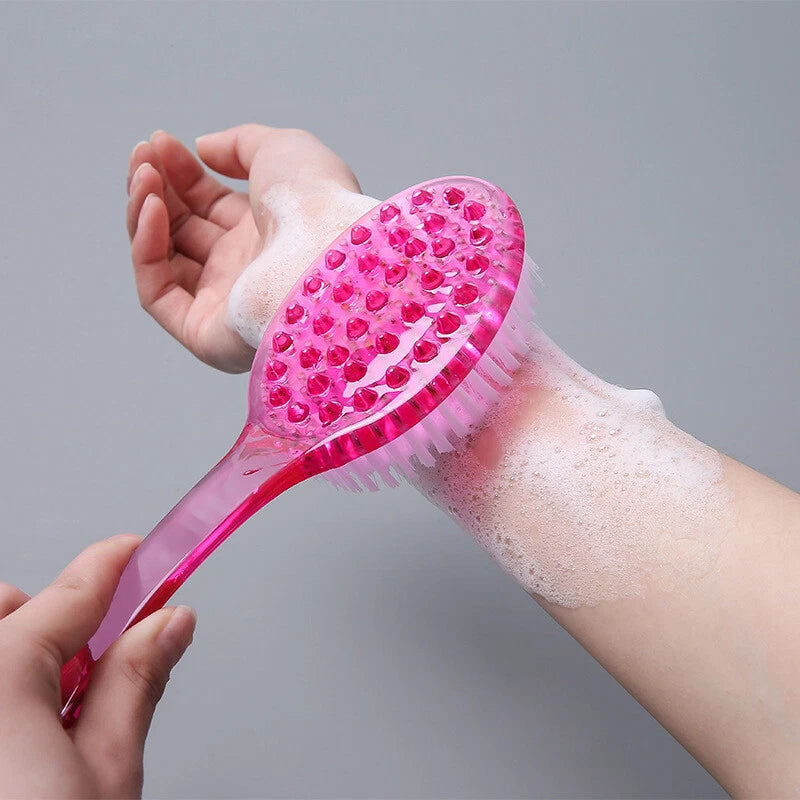2× Long Handle Back Shower Exfoliating Bath Body Brush Scrubber Massager 14.2 in