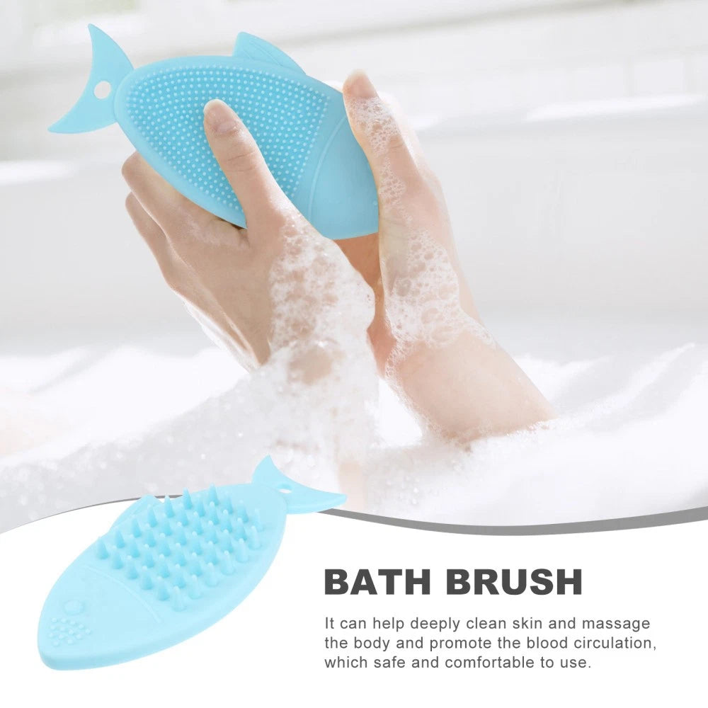 2 Pack Fish-shaped Bath Brush Child Shower Scrubber for Body Cleansing Baby