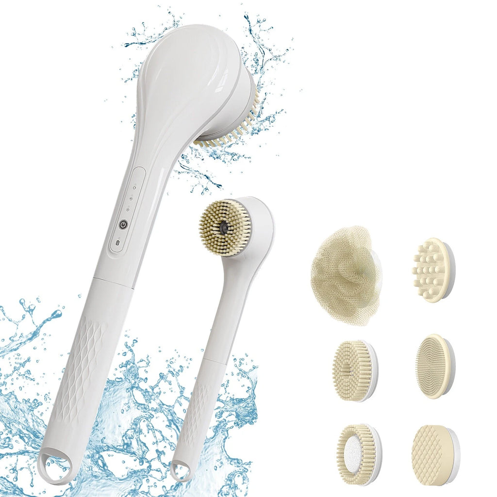 Electric Body Brush Sponge Brush Shower Back Scrubber Long Handle Waterproof