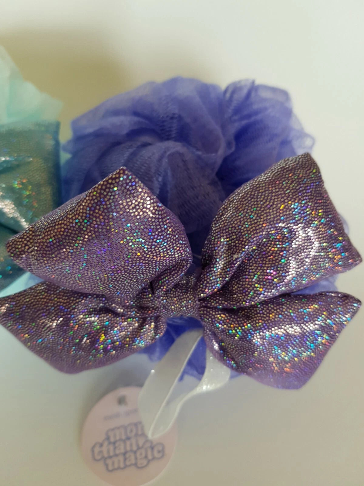 Lot of 3 More Than Magic Sparkling Bow Mesh Sponge in Pink, Blue, & Purple New