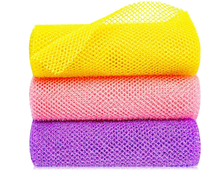 3 Pieces African Exfoliating Net African Bath Sponge Scrubbing Rag Net African