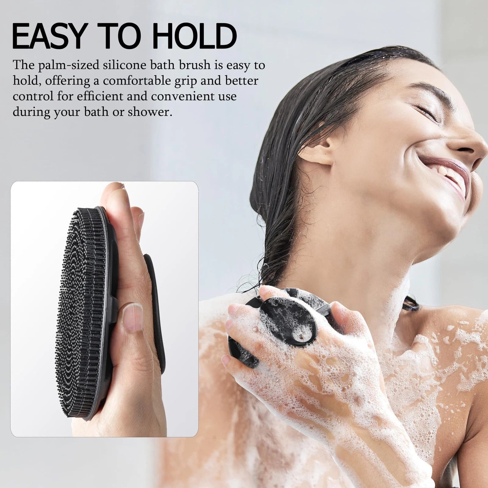 Food-Grade Soft Silicone Body Scrubber Shower Brush Handheld Cleansing Skin B...