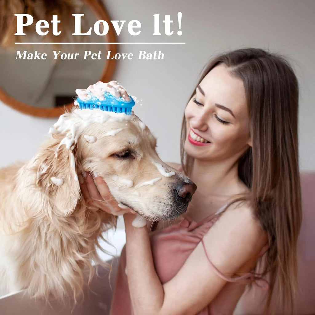2PCS Dog Bath Brush Set | Adjustable Handle Dog Scrubber for Shampooing