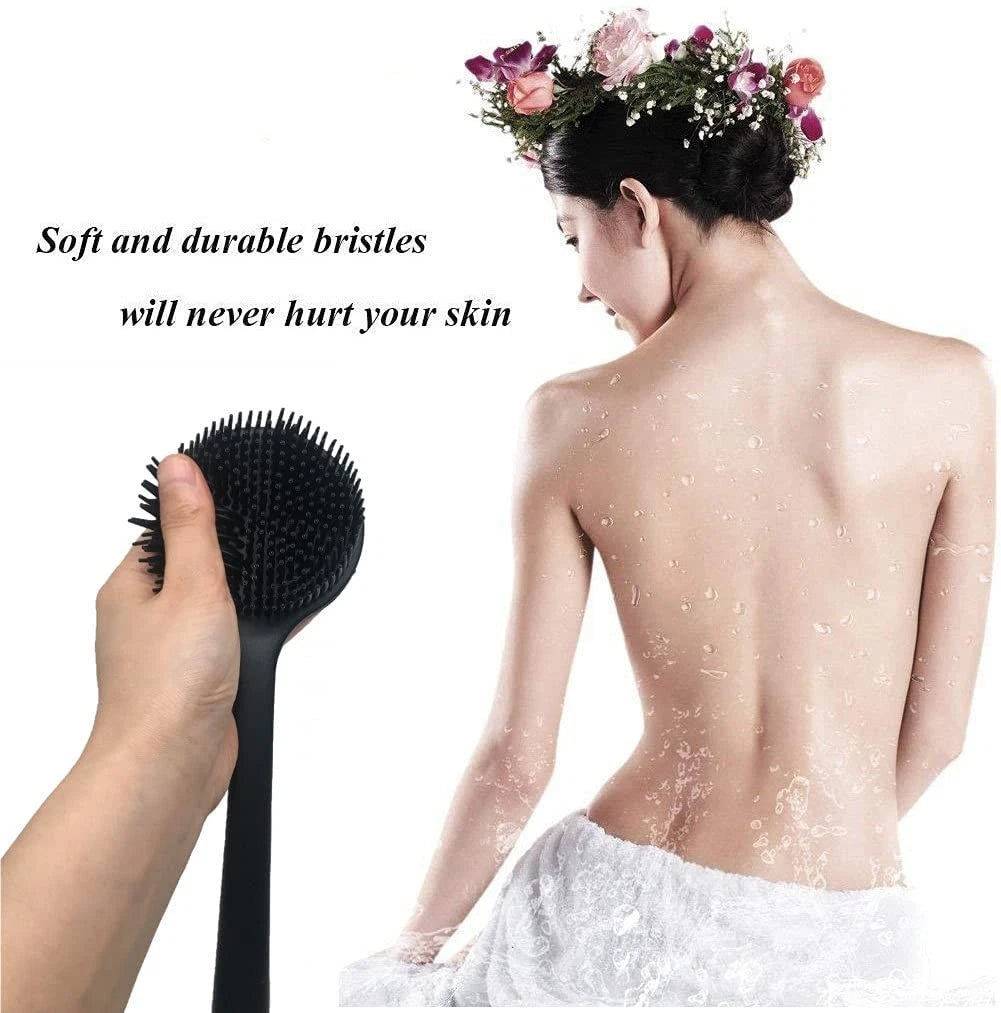 Cinlitek Silicone Body Scrubber, Long Handle Back Scrubber For Shower,