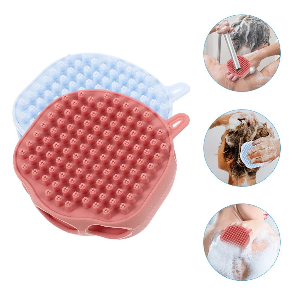 2 Pcs Shampoo Bath Brush Child Travel Body Scrub Shower Silicone