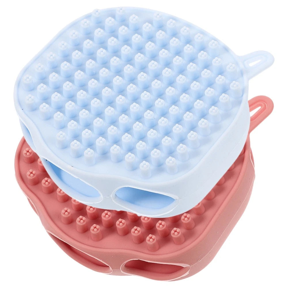 2 Pcs Shampoo Bath Brush Child Travel Body Scrub Shower Silicone