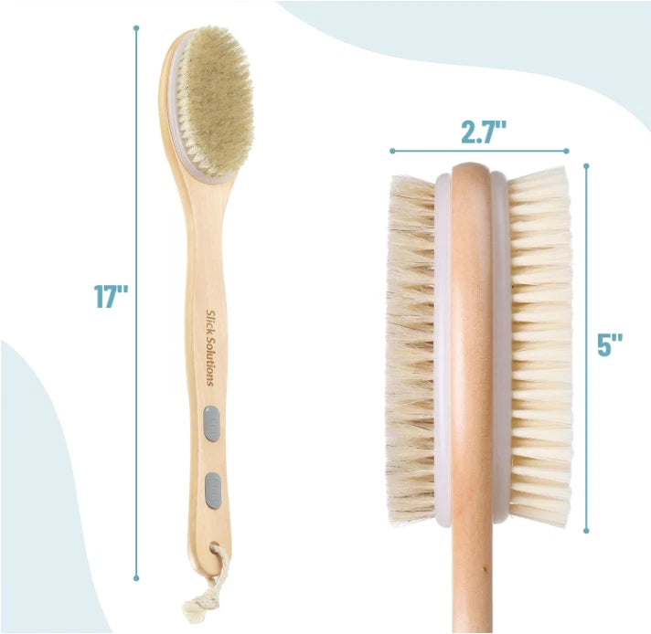 Body Back Bath Brush Shower Scrubber Soft Bristles Long Handle Double Sided