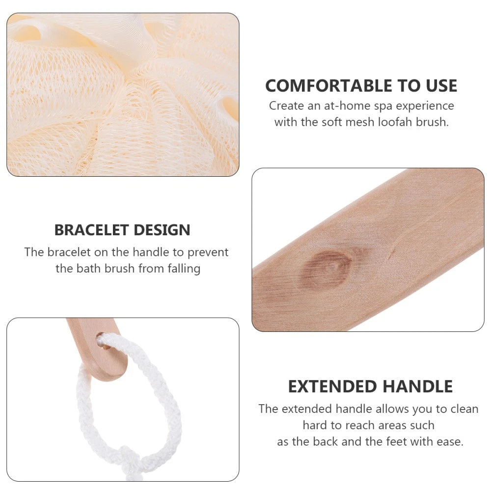Long Handle Back Brush Exfoliating Sponge Scrubber for Bathing and Showering