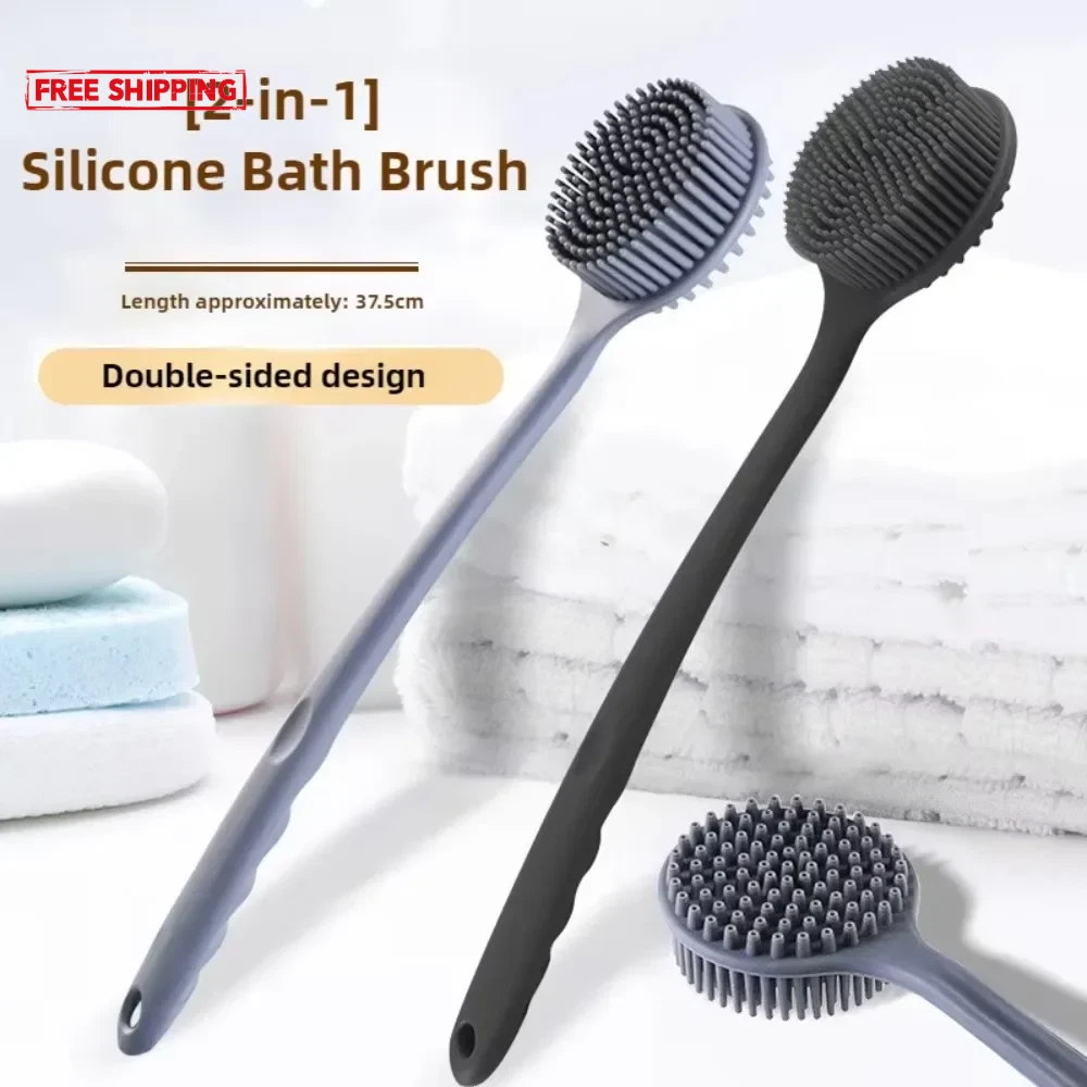 1Pc Bath Soft Back Scrubber Brush Bath Shower Sponge Scrubbing Brush with Handle