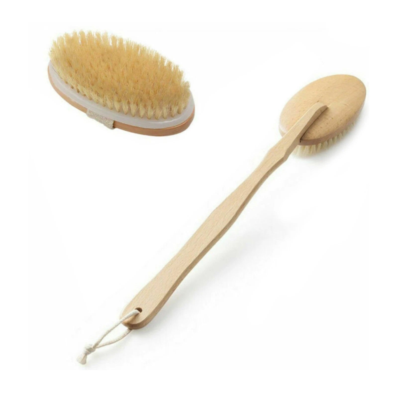 Durable Natural Long-Handled Bath Shower Body Back Dry Skin Spa Scrubber Brush C