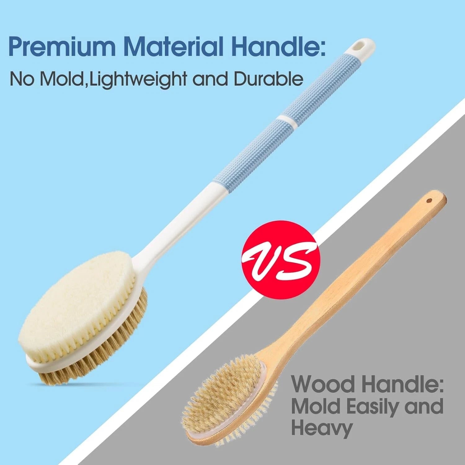 Back Scrubber Anti Slip for Shower,Back Brush Long Handle with Stiff and Soft