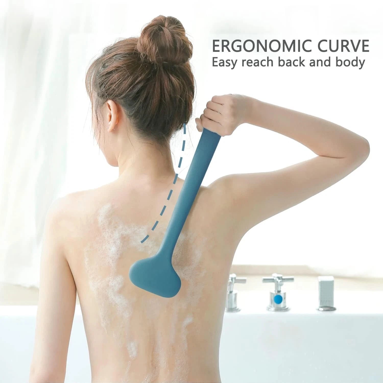 Gentle Exfoliating Bath Brush: 14-Inch with Comfy Bristles & Ergonomic Grip