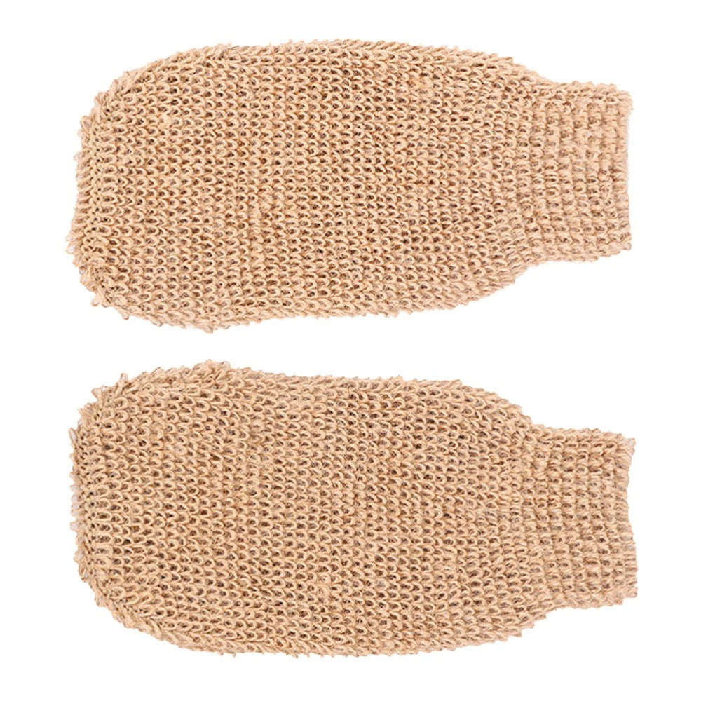 2Pcs Bath Glove Exfoliating Scrubber Mitts Ramie Jute Spa Gloves