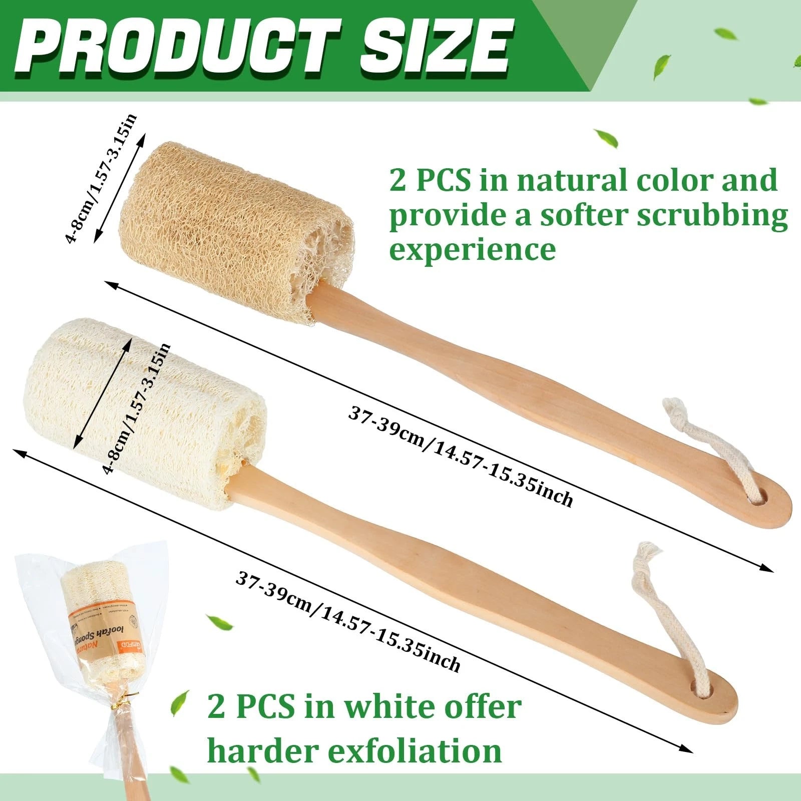 4 Pack Natural Exfoliating Loofah Bath Back Brush Loofah Back Scrubber Long H...