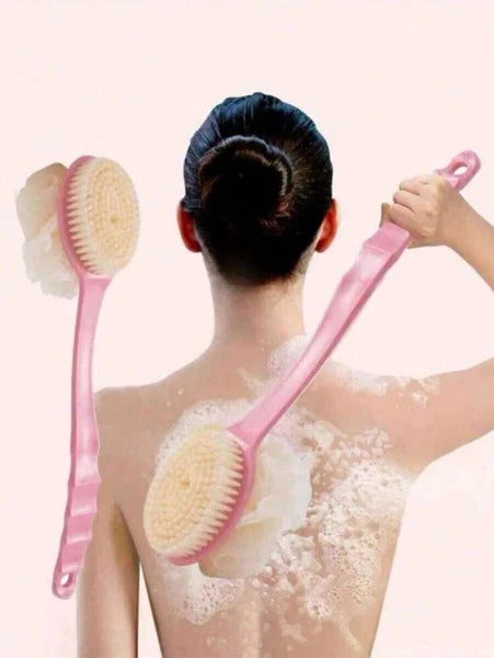 2 in 1 Handle Shower Bath Body Brush With Soft Bristles Back Massage Scrubber UK