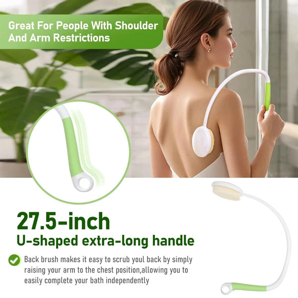 27.5” Back Bath Brush Long Handle for Shower and Silicone Body Scrubber, Show...