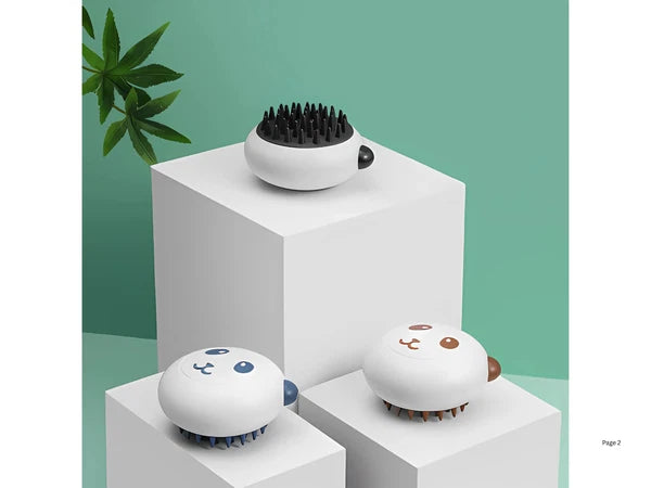 NEW Silicone Pet Bath Brush Soft Bristled Cat & Dog Shower Massage Brush Panda.