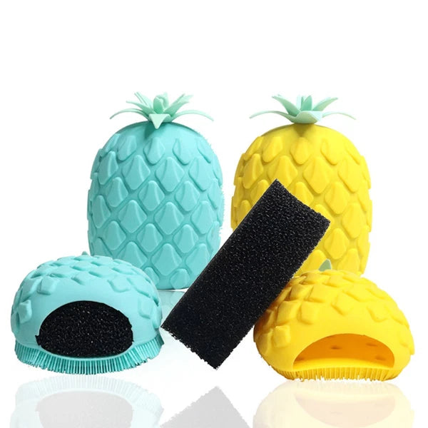 2 pcs Silicone Bath Brush Cartoon Pineapple Shape Body Shower Brush Body