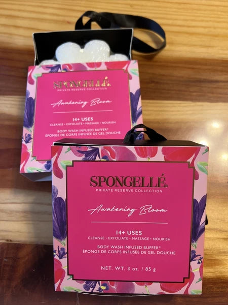 2 X Spongelle AWAKENING BLOOM Infused Buffer Flower Body Bath Sponge 3 Oz New