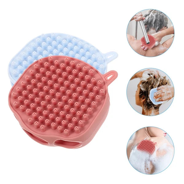2 Pcs Shampoo Bath Brush Child Travel Body Scrub Shower Silicone