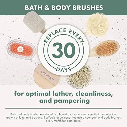 Ecotools Bath Bristle Brush, Bath Brush With Long Handle, Cleanse Back
