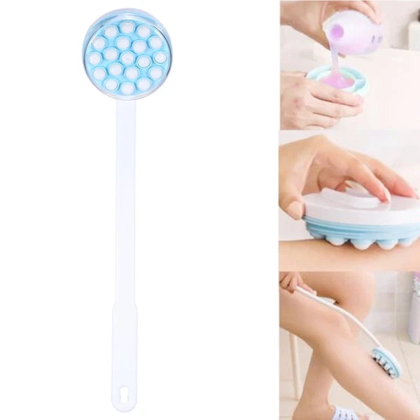Long Handled Lotion Oil Cream Applicator Body Leg Bath Brush Massager Massaging