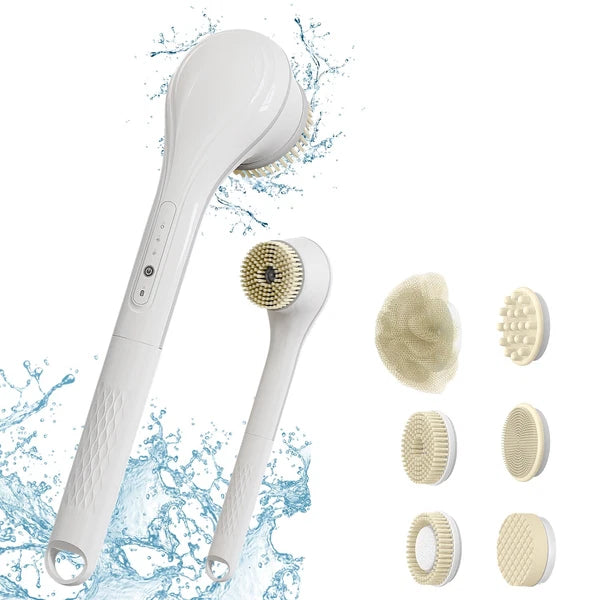 Electric Body Brush Sponge Brush Shower Back Scrubber Long Handle Waterproof