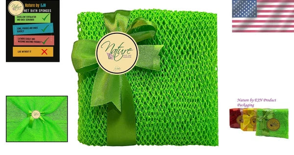 Ghana N1 Exfoliating Net Bath Sponge - 49" Ultra-Porous Chartreuse Green