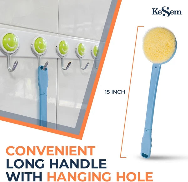 2 Pack Back Scrubber Shower Brush with 15 Inch Long Handle, Soft Bristles Ful...