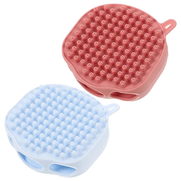 2 Pcs Shampoo Bath Brush Child Travel Body Scrub Shower Silicone