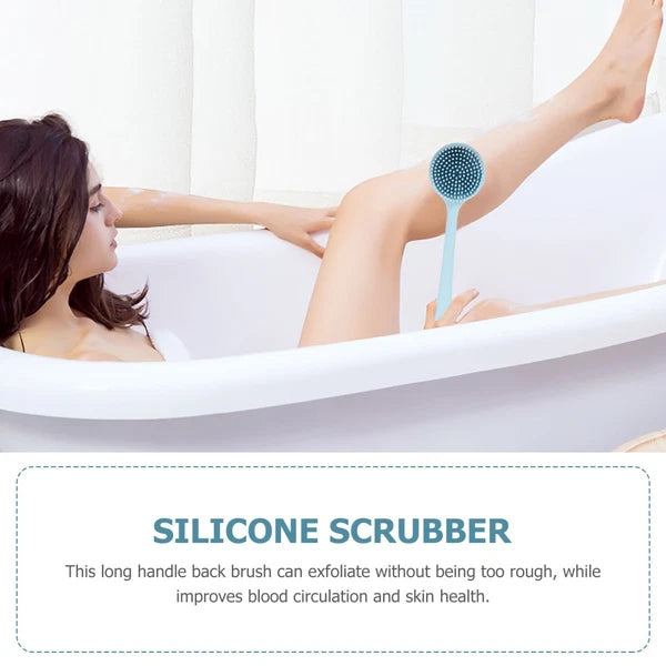Household Silicone Back Scrubber Long Handle Bath Brush Silicone Body Scrubber