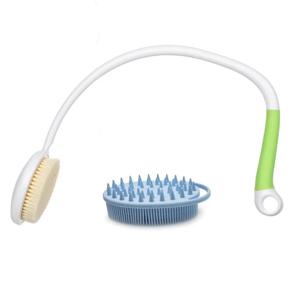 27.5” Back Bath Brush Long Handle for Shower and Silicone Body Scrubber, Show...