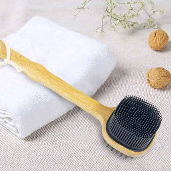 Bath Brush Silicone Shower Scrubber Body Men Long Handle
