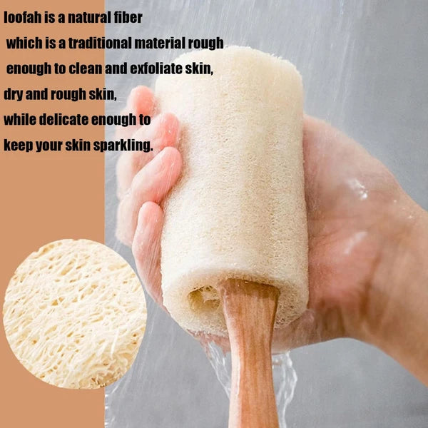 Exfoliating Loofah Brush Back Scrubber Bath Shower Body Massager Wooden Handle